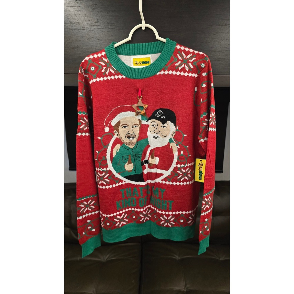 Tipsy Elves Mens Luke Bryan Ugly Christmas Sweater Red Green Bottle Opener M